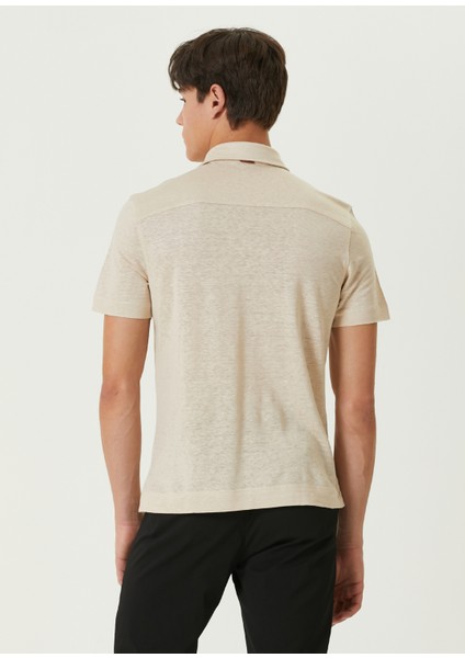 Açık Bej Polo Yaka Keten T-Shirt fırsatları