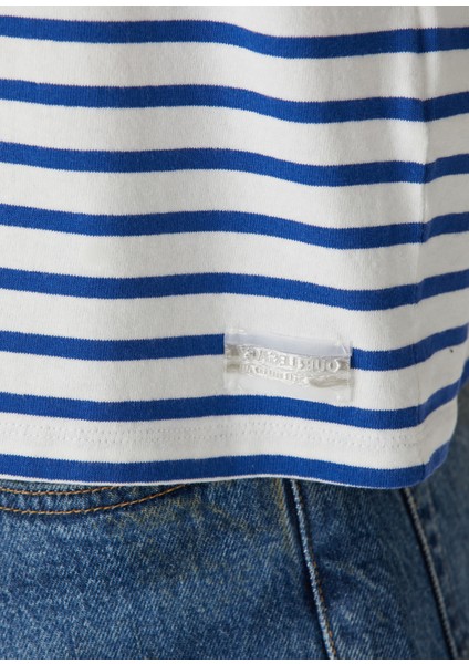 Bliss Mavi Beyaz Çizgi Desenli T-Shirt
