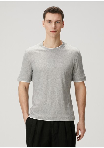 Gri Keten T-Shirt