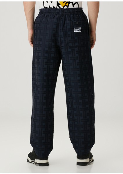 Loose Fit Weave Koyu Mavi Pantolon