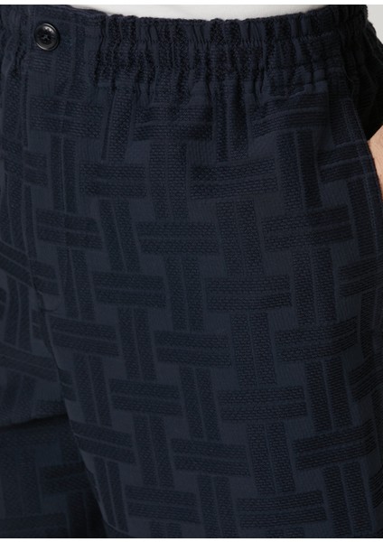 Loose Fit Weave Koyu Mavi Pantolon