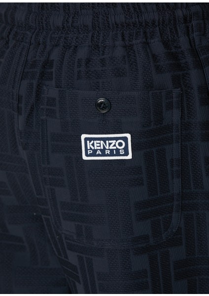 Loose Fit Weave Koyu Mavi Pantolon