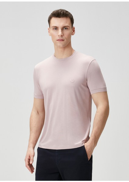 Pembe Logo Nakışlı T-Shirt