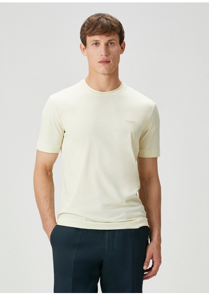 Sarı Logo Nakışlı T-Shirt