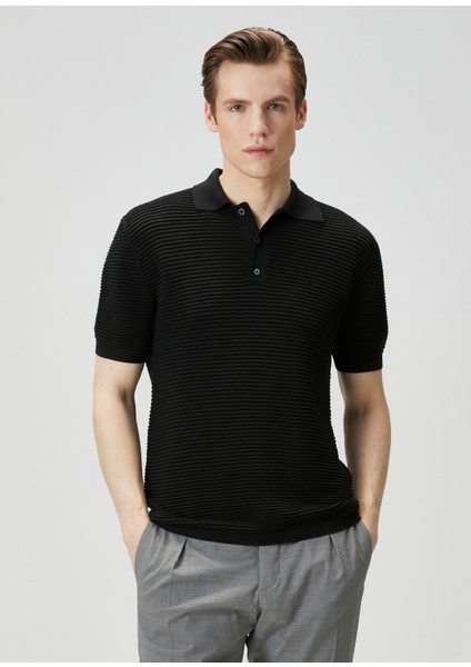 Siyah Ipek Polo Triko