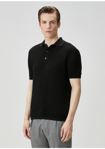 Siyah Ipek Polo Triko