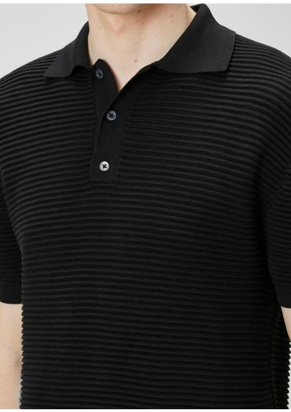 Siyah Ipek Polo Triko