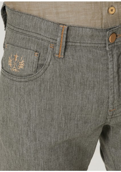 Haki Keten Jean Pantolon