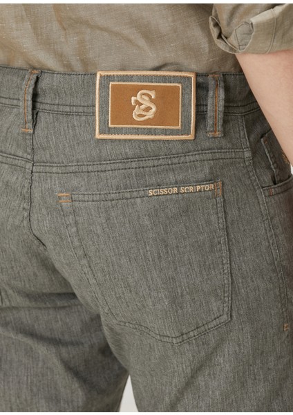 Haki Keten Jean Pantolon