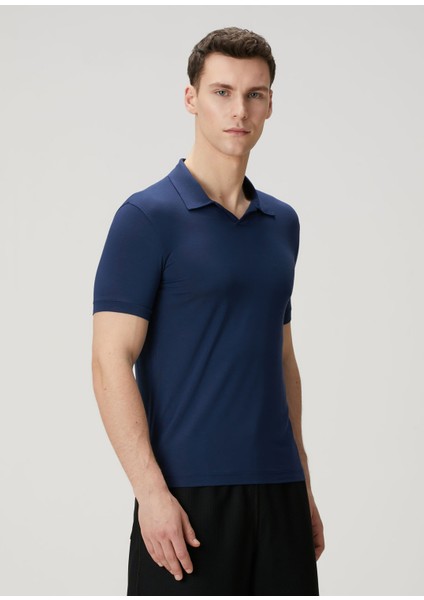Koyu Mavi Polo Yaka T-Shirt modelleri