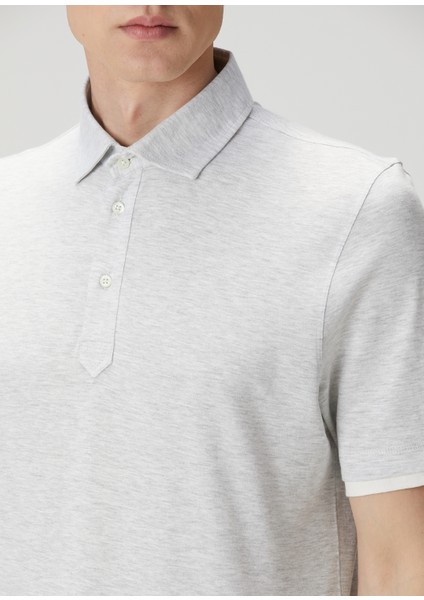 Açık Gri Polo Yaka Keten T-Shirt indirimleri