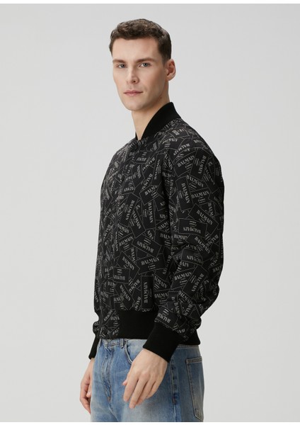 Siyah Logo Desenli Bomber Mont modelleri