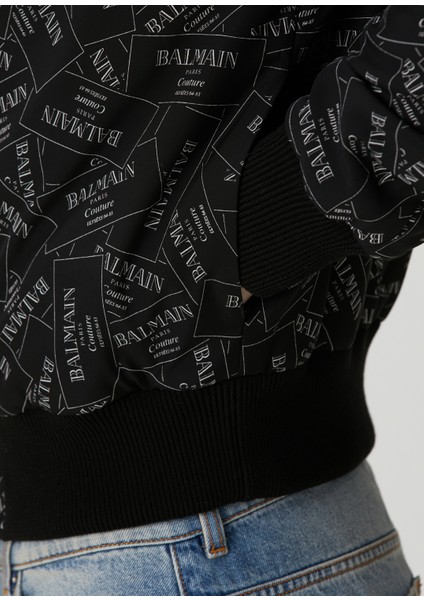 Siyah Logo Desenli Bomber Mont