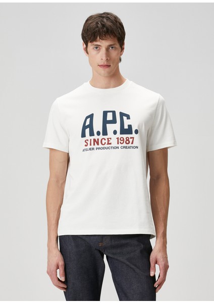 Beyaz Logo Baskılı T-Shirt