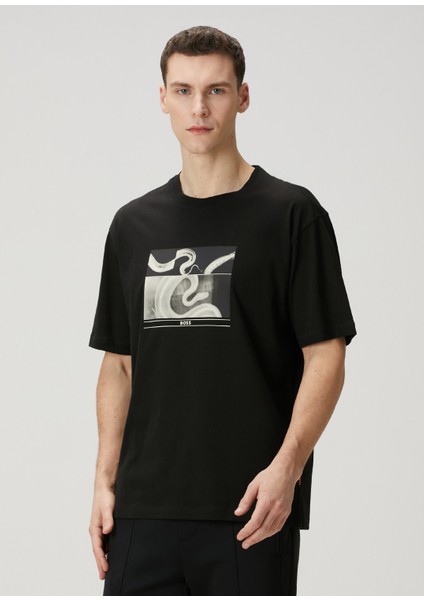 Barragan Siyah Fotoğraf Baskılı T-Shirt
