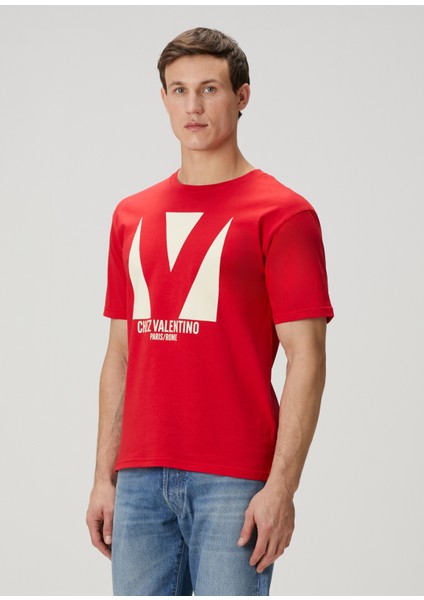 Kırmızı Logo Baskılı T-Shirt