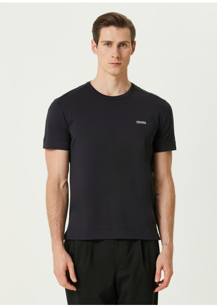 Lacivert Logo Baskılı T-Shirt