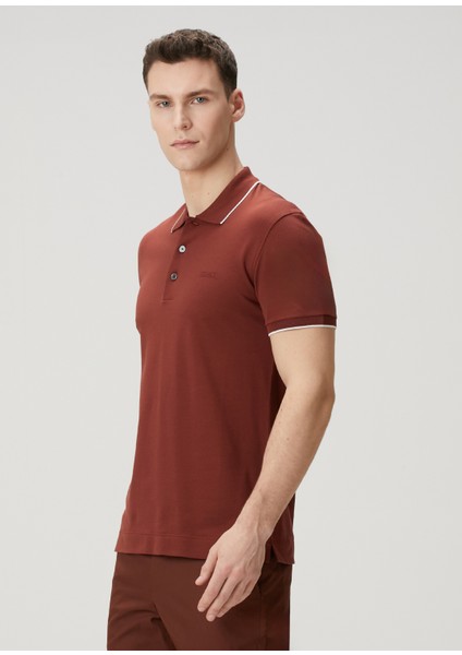 Kiremit Polo Yaka Logo Nakışlı T-Shirt modelleri