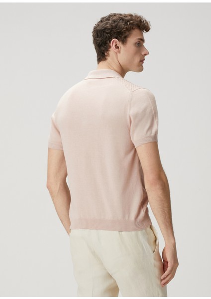 Açık Pembe Polo Yaka Kısa Kollu Triko fırsatları