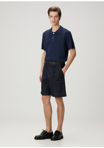 Koyu Mavi Denim Bermuda