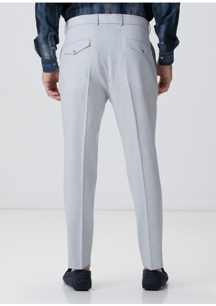 Gri Keten Karışımlı Pantolon