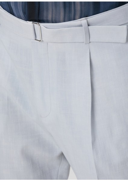 Gri Keten Karışımlı Pantolon