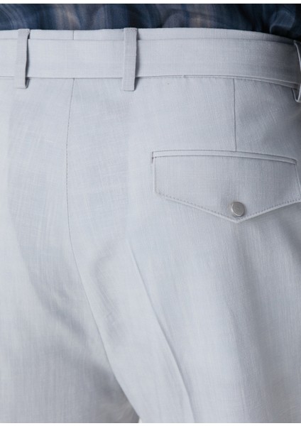 Gri Keten Karışımlı Pantolon