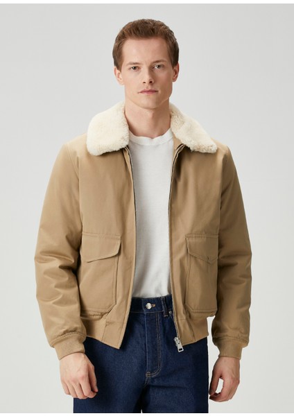 Kum Yakası Shearling Ceket