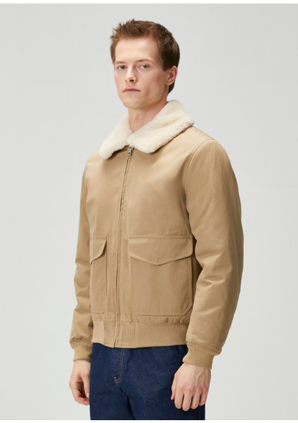 Kum Yakası Shearling Ceket