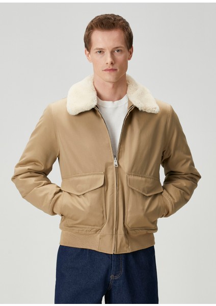 Kum Yakası Shearling Ceket