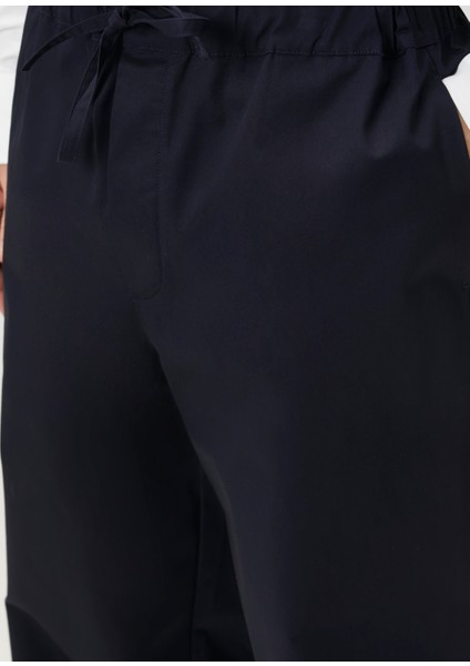 Ian Lacivert Beli Kordonlu Pantolon