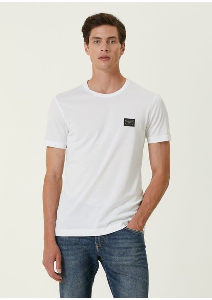 Beyaz Logo Detaylı T-Shirt