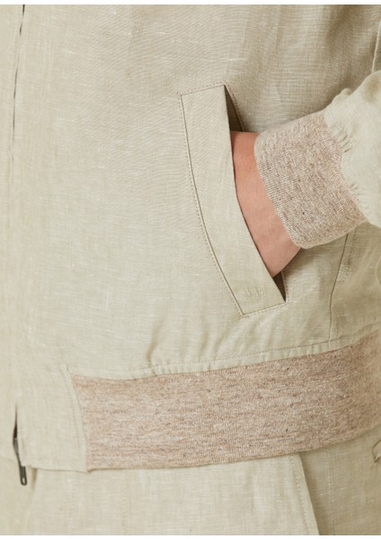 Bej Keten Bomber Mont