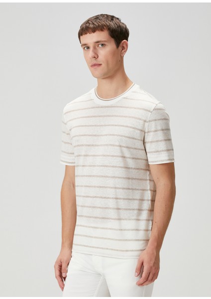 Çizgili Keten T-Shirt modelleri