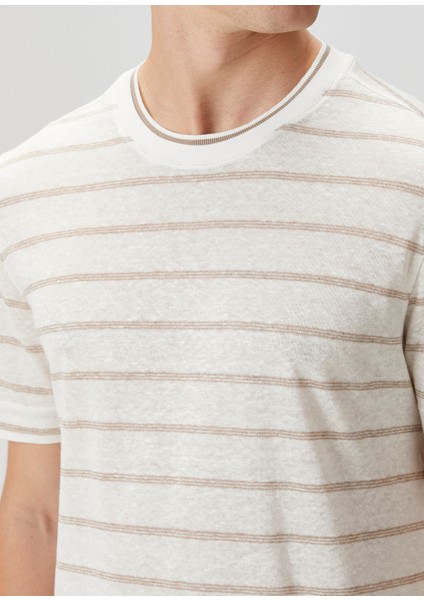 Çizgili Keten T-Shirt indirimleri