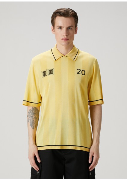 Loose Fit Liga Sarı Polo Yaka Kısa Kollu Triko