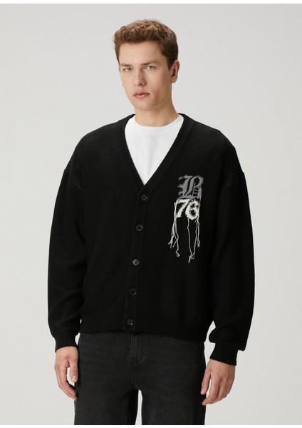 Gothic Boy Siyah Logo Jakarlı Triko Hırka