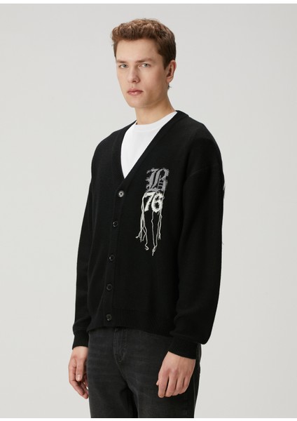 Gothic Boy Siyah Logo Jakarlı Triko Hırka