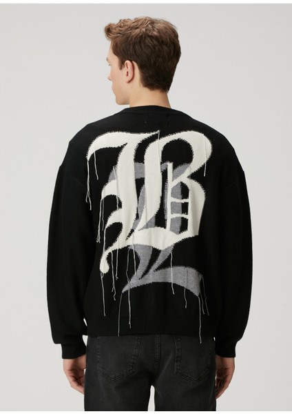 Gothic Boy Siyah Logo Jakarlı Triko Hırka