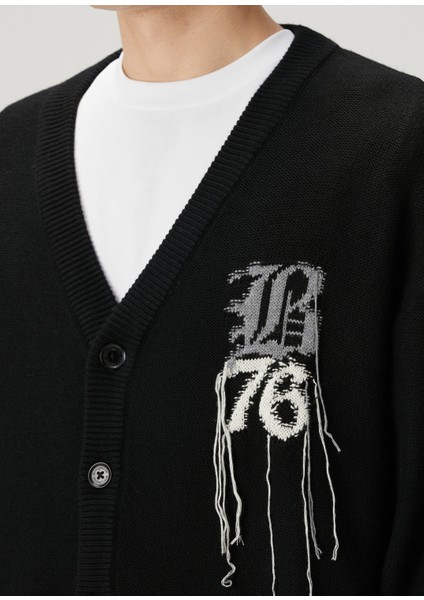 Gothic Boy Siyah Logo Jakarlı Triko Hırka