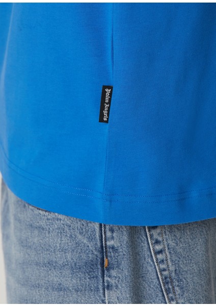 Mavi Yakası Logolu T-Shirt