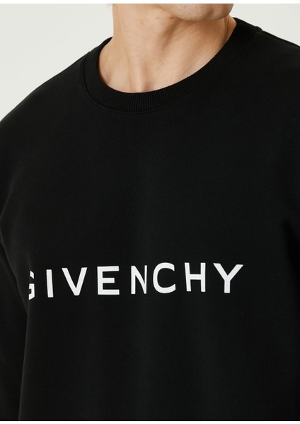 Slim Fit Siyah Logo Baskılı Sweatshirt indirimleri