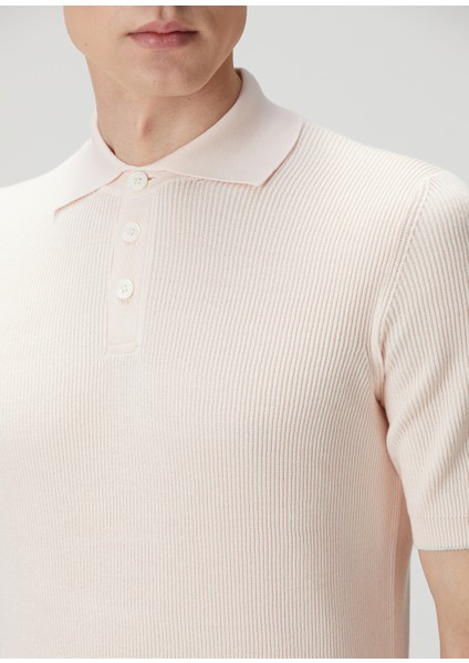 Açık Pembe Polo Yaka Kısa Kollu Triko