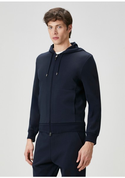 Lacivert Kapüşonlu Sweatshirt