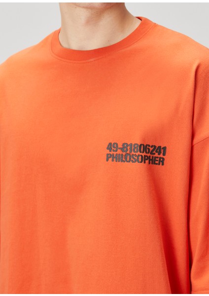 Turuncu Slogan Baskılı T-Shirt indirimleri