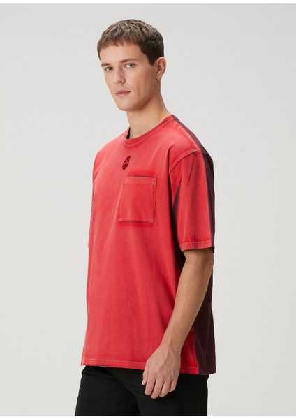 Kırmızı Colorblocked Detaylı T-Shirt modelleri