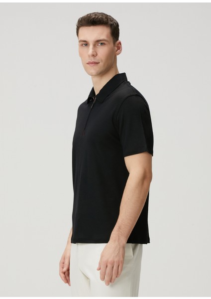 Siyah Polo Yaka Yün T-Shirt modelleri