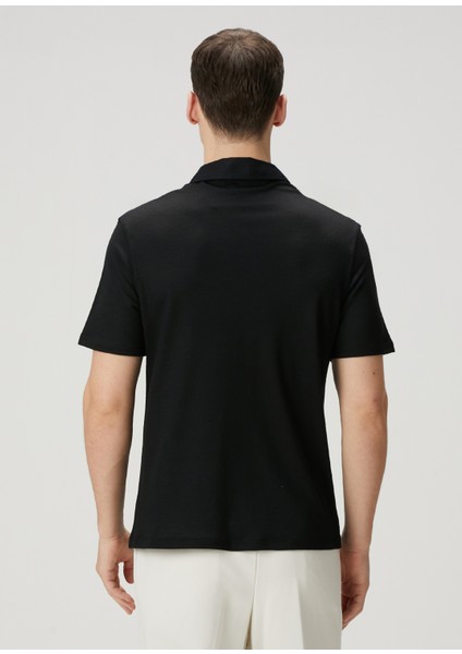 Siyah Polo Yaka Yün T-Shirt fırsatları