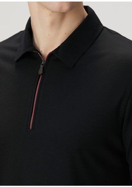 Siyah Polo Yaka Yün T-Shirt indirimleri