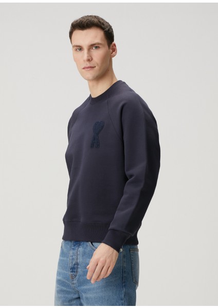 Lacivert Logo Detaylı Organik Pamuk Sweatshirt modelleri